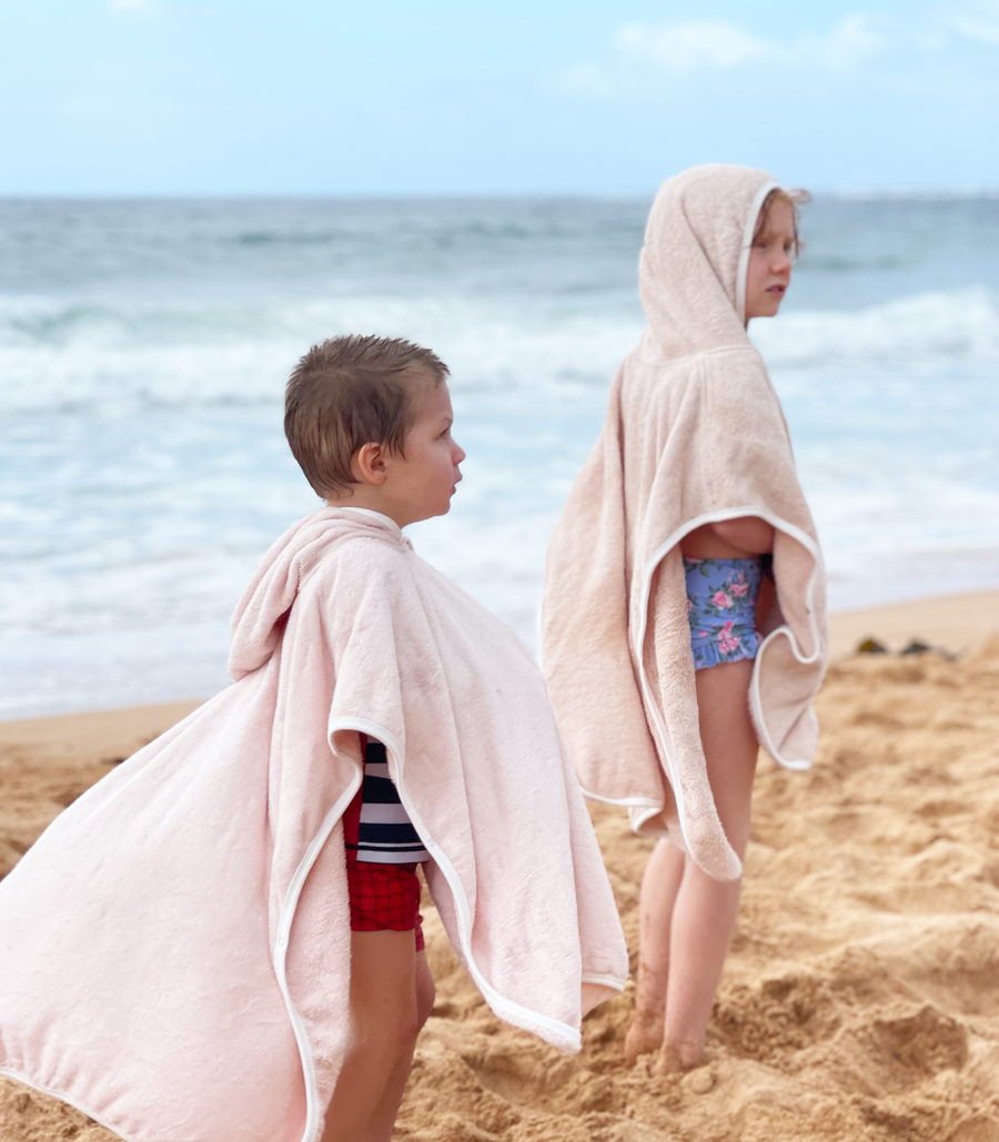 100% Bamboo Kids Hooded Poncho Towel | Blush