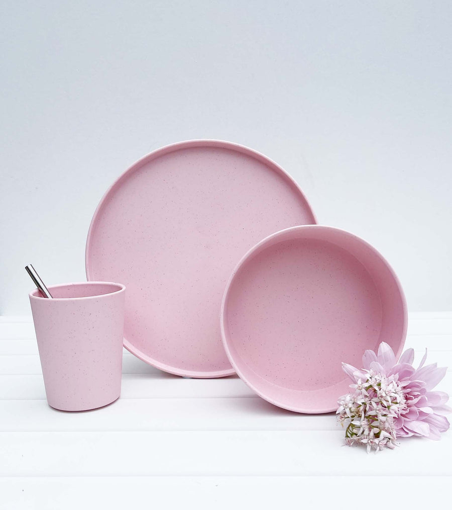 Australian Made Recycled Kids Dinnerware | 2 x Plate Set | Strawberry Sorbet (Pink)