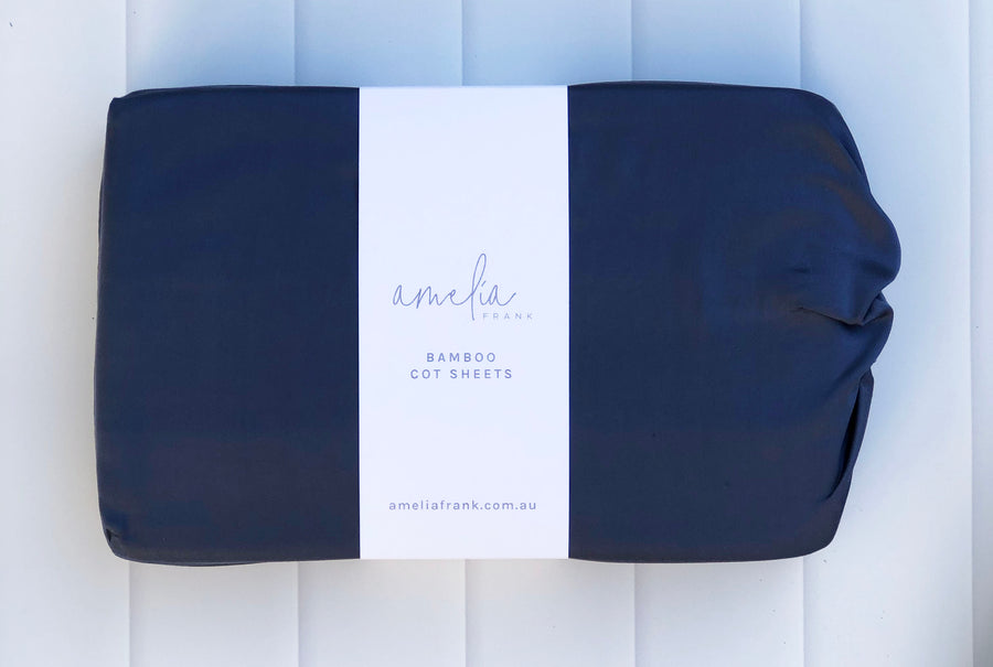 Bamboo Cot Sheets | Midnight Blue | 2 x Fitted Sheets